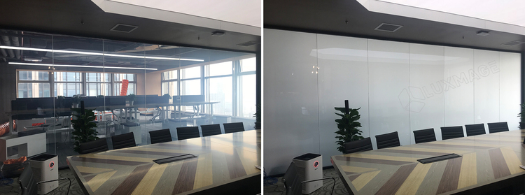 Conference room with smart glass walls